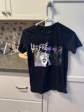 Black Graphic Tee with Purple & Yellow Pop Art Face anime shirt